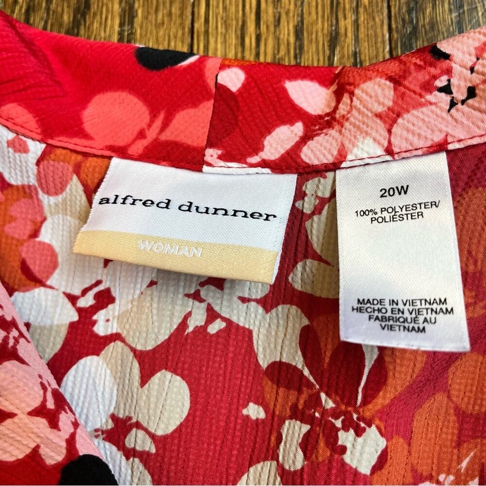 Alfred Dunner Floral Button Down Red Shirt Short Sleeve Vintage Women’s 20 - Picture 4 of 7